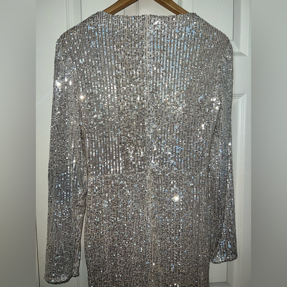 👗 NWT! Mac Duggal Sequin Knotted Hi Low  Dress - Picture 7 of 11